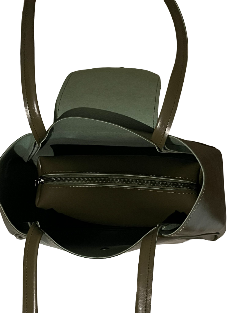 Olive Green Leather Shoulder Bag