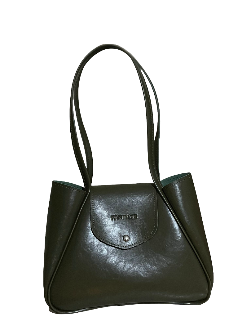 Olive Green Leather Shoulder Bag