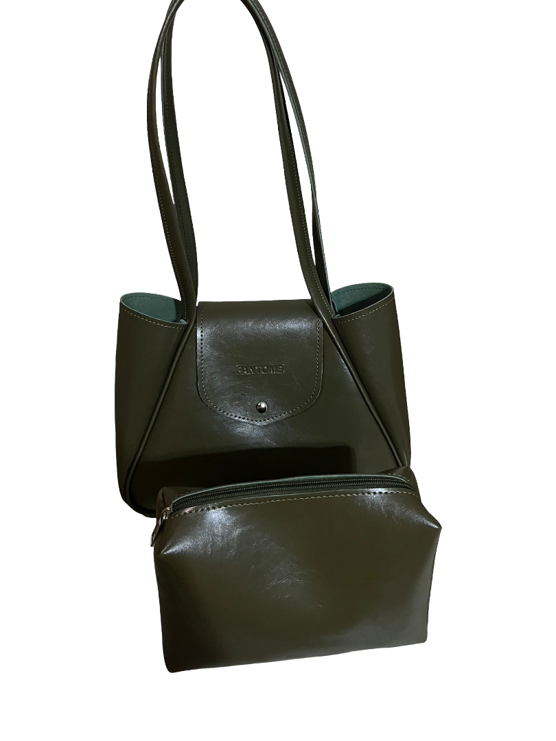 Olive Green Leather Shoulder Bag