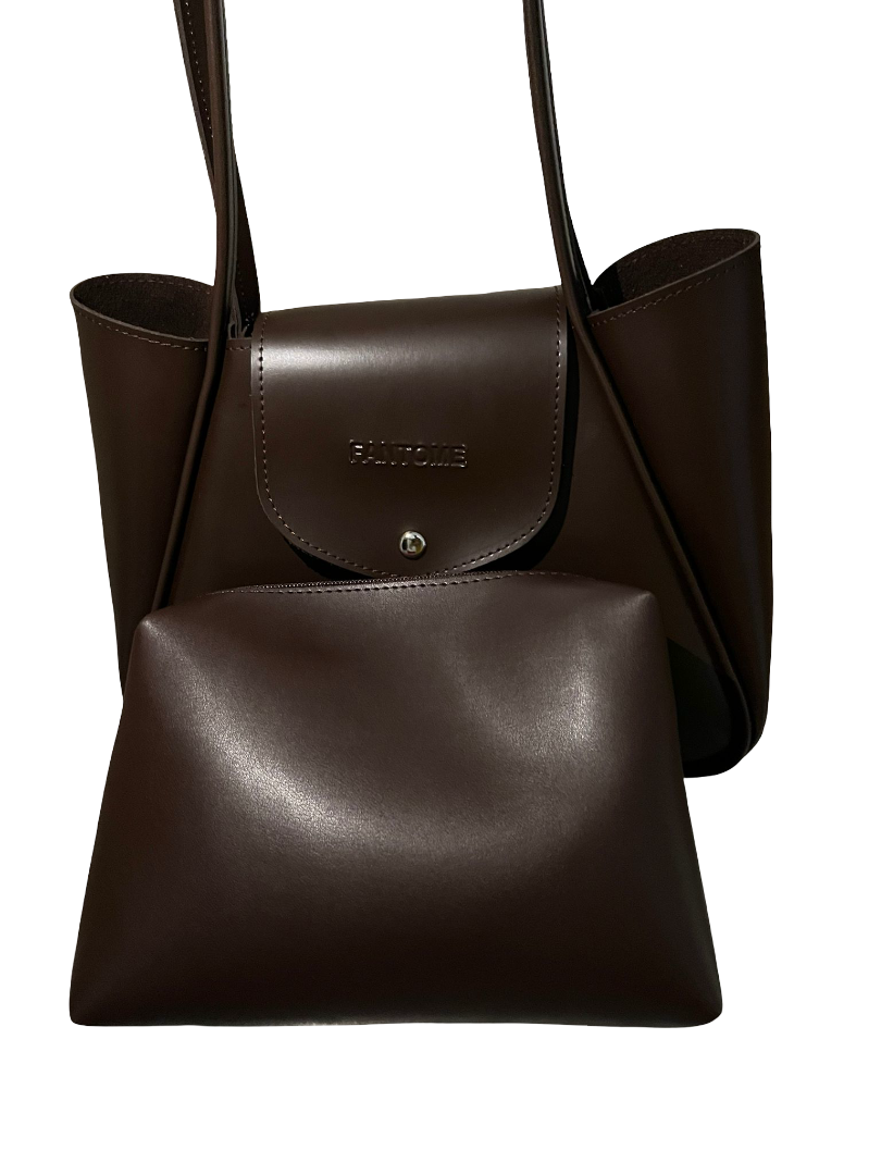 Cocoa Brown Leather Shoulder Bag