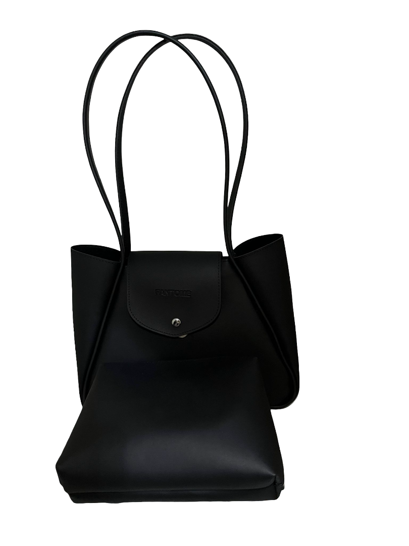 Storm Black Leather Shoulder Bag